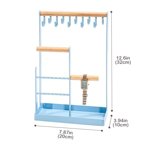 ProCase Cute Jewelry Stand, Aesthetic Jewelry Organizer for Dresser Vanity, Jewelry Holder Display for Necklaces Earrings, Gifts for Teen Girls Women, Bedroom Dorm Decor -Medium, Blue - color: Blue, size: 12.6" Height