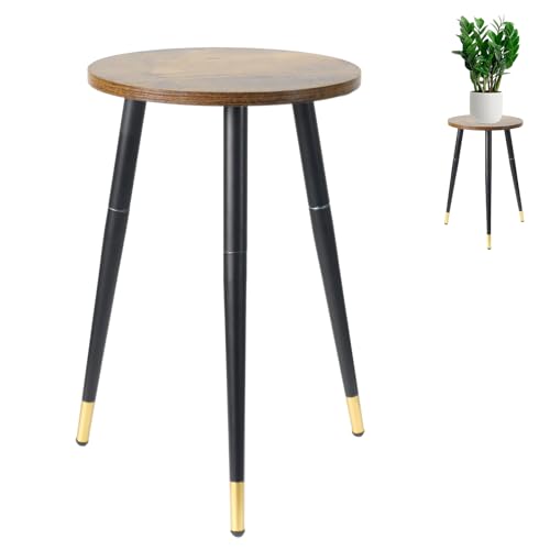 Indoor Plant Stand, Tall Plant Stand Mid-Century Wood Plant Holder with Metal Legs, Modern Plant Table Flower Pot Stand Round Side End Tables for Living Room Bedroom Balcony Garden Patio