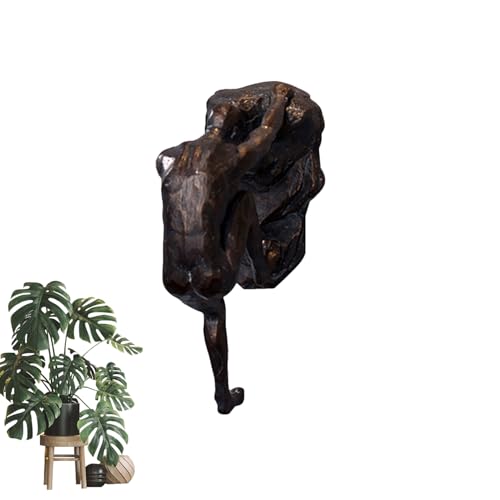 Climbing Man Wall Sculpture – Resin Decor Figure, Modern Art Accent, Black Home Ornament | Unique 3D Hanging Statue Piece, Artistic Abstract Wall Decoration Setup Living Room Bedroom Workplace Design - size: Trumpet Hands Climbing, style: Black