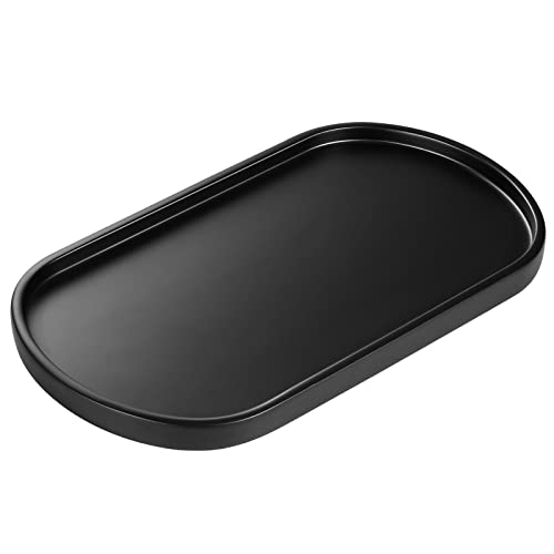 Luxspire Bathroom Vanity Tray for Countertop, Oval Kitchen Soap Dispenser and Toiler Tank Trays, 11.4“ Resin Vanity Organizer for Lotion Bottles, Perfume, Jewelry, Dresser, Medium, Matte Black - color: Matte Black, style: Medium