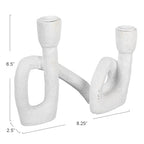Modern Sculptural Double Taper Candle Holder, White - color: White
