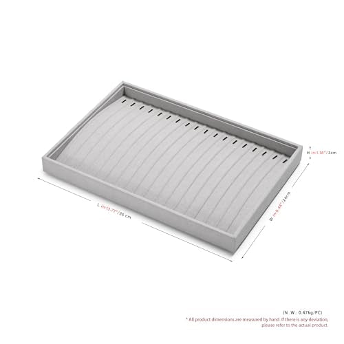18 Slots Microfiber Necklace Braclet Tray Velvet Jewelry Trays Jewelry Drawer Organizer for Necklace, Bracelets,Watch Storage Display (Gray) - color: Grey, size: 18 Slot