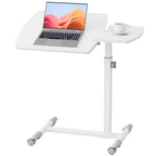 GTPLAYER Mobile Small Standing Desk, Tiltable Sit Stand Portable Rolling Laptop Desk with Lockable Wheels, Adjustable Height Overbed Bedside Table Computer Workstations, White - size: 28x16in (Tiltable)