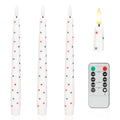 4th of July Candles, Flameless Taper Candles with Remote, 9.6" Red White and Blue Star Candles, Real Wax Flickering Independence Flameless Candles, Patriotic Candles, Battery Candles, Set of 3 - color: Patriotic White