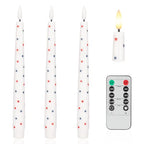 4th of July Candles, Flameless Taper Candles with Remote, 9.6" Red White and Blue Star Candles, Real Wax Flickering Independence Flameless Candles, Patriotic Candles, Battery Candles, Set of 3 - color: Patriotic White
