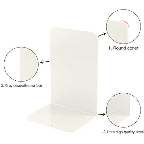 MSDADA Bookends, Book Ends for Book Shelves, Bookends for Office, Book Ends for Heavy Books,Metal Bookend Supports, Modern Minimalist Style Bookends, Milky White (4Pairs) - color: Milky White