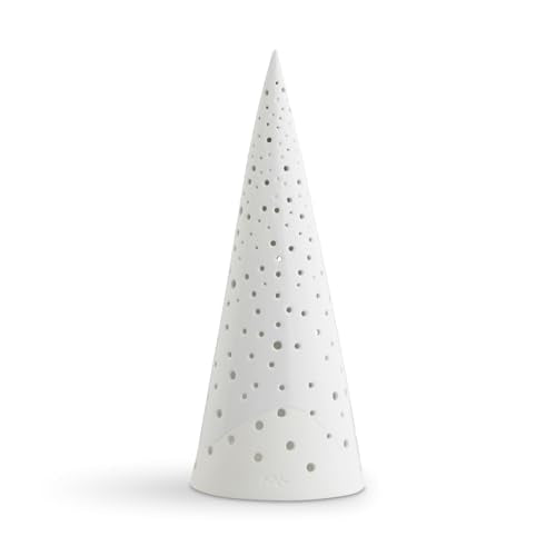 Kahler Nobili Tealight Candle Holder High, Snow White, 11.8" H, Designed by Bache & Bendix Becker, Gift Box Included - color: Snow White, size: 28,5 cm