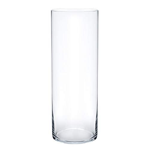 Royal Imports Flower Glass Vase Decorative Centerpiece for Home or Wedding - Cylinder Shape (4" Wide x 12" Tall, Clear) - size: 4" wide x 12" tall