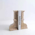 Set of 2 Piece Modern Travertine Bookend, Arc de Triomphe Design, Natural Stone Book Holders for Desk and Shelf (2 pcs 1 Set -Arc de Triomphe) - color: 2 Pcs 1 Set -Arc De Triomphe