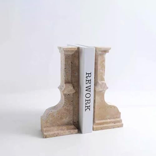 Set of 2 Piece Modern Travertine Bookend, Arc de Triomphe Design, Natural Stone Book Holders for Desk and Shelf (2 pcs 1 Set -Arc de Triomphe) - color: 2 Pcs 1 Set -Arc De Triomphe