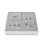 Microfiber 9 Slots Jewelry Ring Display Tray Professional Display Props Ring Display Organizer Tray(Gray) - size: 5.52" x 5.52" x 0.78"