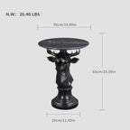 Deer Side Table for Living Room - 20" Faux Marble Top Accent End Table with Hand-Carved Resin Deer Statue Base - Modern Round Bedside Table for Bedroom, Patio, Entryway,Gift - Tool-Free Setup - color: Black Deer