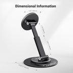 UGREEN Magnetic Phone Stand for MagSafe, Height Adjustable iPhone Stand for Desk with 360° Rotation Compatible for iPhone 17 Air 16 Pro 15 Pro Max 14 Plus 13 12 and MagSafe Case, Black - color: Black