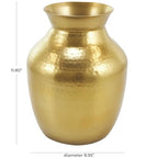 Deco 79 Metal Decorative Vase Hammered Spotted Centerpiece Vase, Flower Vase for Home Decoration 9" x 9" x 12", Gold