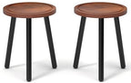 2-Pack Wood Plant Stands Indoor, 16.7" Tall Plant Stand Outdoor Mid-Century Plant Stool, Single Plant Table Modern Small Round Side/End Table for Living Room, Balcony, Office(Brown) - color: Brown Tray with Black Legs-2Pack