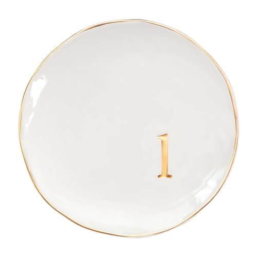COLLECTIVE HOME - Ceramic Jewelry Tray, Decorative Trinket Dish for Rings Earrings Necklaces Bracelet Watch Keys, Birthday Mother's Day Christmas Gift for Women, 4.75", Glossy (l) - color: L