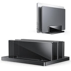 OMOTON Vertical Laptop Stand for Desk, Acrylic Laptop Holder Desktop Clear Adjustable Dock for MacBook Pro Air, HP, All Gaming Laptops up to 17” (Black, Dual Slot) - size: Dual-Black
