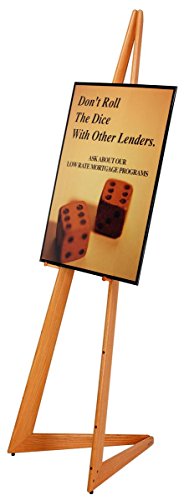 Wooden Display Easel with Height-Adjustable Pegs, Bifold Design, 65 inches Tall - Honey Wheat - color: Honey Wheat