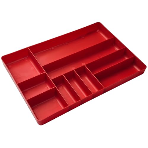 10-Compartments Tool Organizer Tray, Tool Drawer Organizer Tray, Tool Box Organizer, Stackable Toolbox Organization Holder for Small Parts, Bolts and Batteries (1, Red) - color: Red