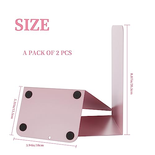 Metal Book Ends Bookend for Shelves Book Holder - color: Pink