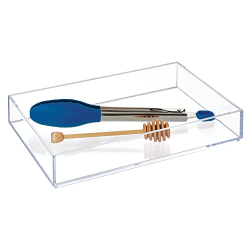 iDesign Clear Drawer Organizer, Plastic Tray for Makeup Storage on Bathroom Vanity, Dresser or Desk - size: XL
