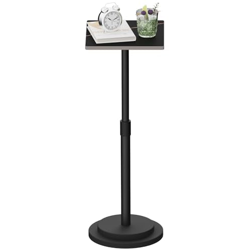 Versatile End Table with Metal Base, Height Adjustable, Vintage Square Indoor Metal Plant Stand, for Sofa, Bedside Small Couch, Living Room and Bedroom, 1 Pack, Black, GBZ001SB-1 - color: Black, size: Square