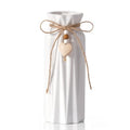 Elegant 8 Inch Ceramic Vase with Geometric Pattern, Decorative Vase with Jute Rope & Heart Charm for Home Décor, Table Centerpieces, and Gifts, Ideal for Living Room, Bedroom, and Office - style: Diamond