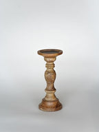 Traditional Wallnut Eco-Friendly Handmade Mango Wood Set of One 9" Pillar Candle Holder