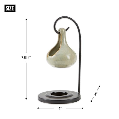 Gifts & Decor Folk Art Porcelain Tear Drop Oil Warmer Candle Holder - color: Brown, size: 4x4x7.625"
