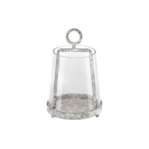 6" Wide Modern Farmhouse Metal Hurricane Candle Holder with Handmade Sturdy Glass Sleeve in Rustic Black for Pillar Candle & Plants, Glass Hurricane Lantern, Industrial, Minimalistic - color: Black Shabby, size: 6"x10"