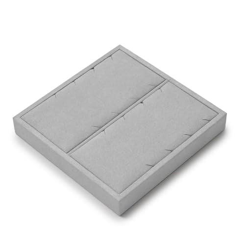 Microfiber Jewelry Pendant Display Tray Jewelry Necklace Organizer Display Tray(Gray) - size: 5.5" x 5.51" x 0.78"