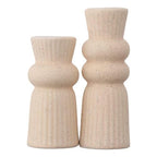 2Pcs Beige Ceramic Candle Holders Candlestick Holder Set Table Centerpiece Taper Candle Holders Desktop Decoration for Home Decor