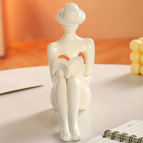 Contemporary Abstract Art Sculpture Resin Figurine Minimalists Art Decors For Home Office Desk Shelf Decoration - color: Creamy White, size: us l