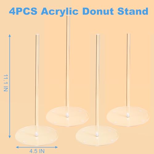 HENABLE 4PCS Acrylic Donut Display Stand Tower - Dessert Table Holder for Donuts, Bagels & Doughnuts - Perfect for Parties, Christmas, Birthday & New Year