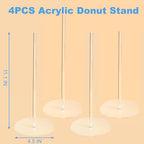 HENABLE 4PCS Acrylic Donut Display Stand Tower - Dessert Table Holder for Donuts, Bagels & Doughnuts - Perfect for Parties, Christmas, Birthday & New Year
