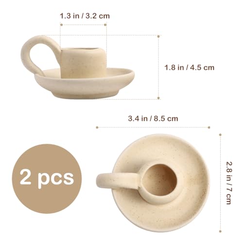 Cabilock Candle Holder Ceramic Candle Holder Ceramic Candlestick Holder Nordic Style Taper Candle Stand Candle Burning Display Holder Desktop Ornament for Home Wedding Party（2 pcs）