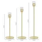 Ohtomber Metal Gold Candle Holder - 3PCS Candlestick Holders, Candlesticks Centerpiece Wedding Table Decor, Fit Pillar 3/4" Thick Tapered & Led Candles - color: Gold