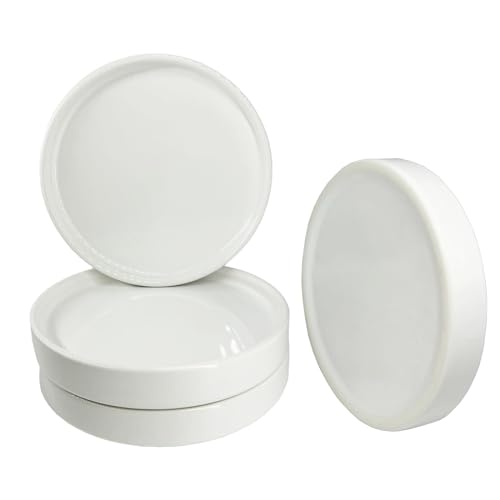 Yukfona Plant Saucer Pot Tray Planter Saucers 4 Pack 4 in,5 6 7 8 9 10 11 12 13 Inch for Indoors Outdoor, Durable Sturdy Ceramic Flower Drainage drip Water Tray for Glazed Pots Base (4 Inch-White) - color: White, size: (4.5"/4.1")-4pack