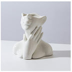 Face Vase Unique Ceramic Vase for Room,Office,Home Decor,White,B - style: White-B
