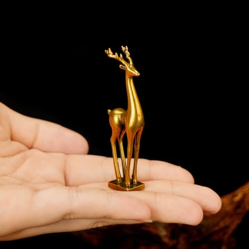 CHOVY Retro Brass Deer Statue - 100% Solid Handcrafted Elegant Long-Legged Deer Sculpture, Nature-Inspired Office & Home Decoration, Collectible Art Piece, for Nature Lovers & Collectors - style: Long