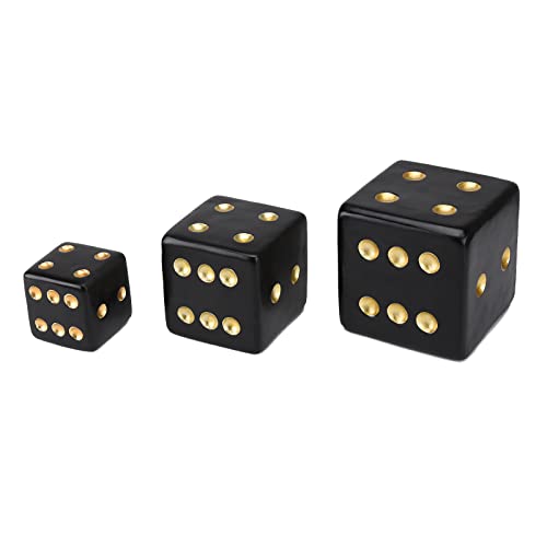 BRABUD Resin Jumbo Dice Decor Black & Gold Dice Statue Living Room Bedroom Office Photographic Decoration 3.9'' TQGJBS379 - color: Black, size: 3.9''