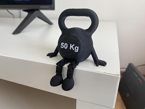 Kettlebell Desk Decor with Articulated Legs – Fitness Gym Inspired Mini Sculpture for Home & Office