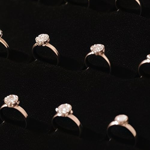 2 Pack Velvet Ring Display Stand, 50 Slots Ring Organizer Jewelry Display Tray, L-Shaped Holder Display for Selling Earrings, Black