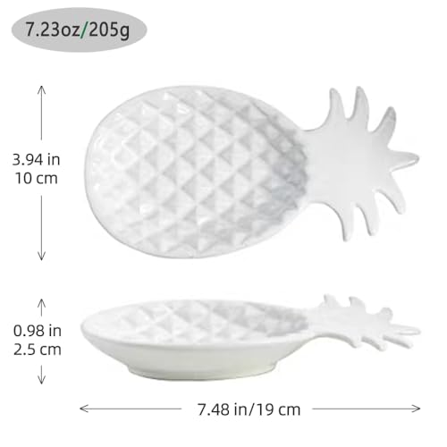 Chic Soap Dish, Pineapple Shape, Fluted Design, Decorative Ceramic Tray(White) - color: White