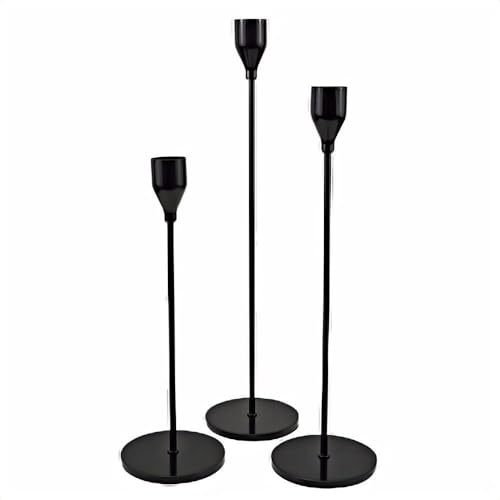Candlestick Holders,Metal Black Candle Holders for Candlesticks Set of 3 for Fits 3/4 inch Thick Candle&Led Candles Taper Candles for Events,Wedding, Dinning, Holiday Centerpiece Décor