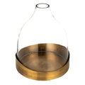 Creative Co-Op Sophisticated Glass Cloche with Metal Tray, Clear and Antique Brass - color: Antique Brass