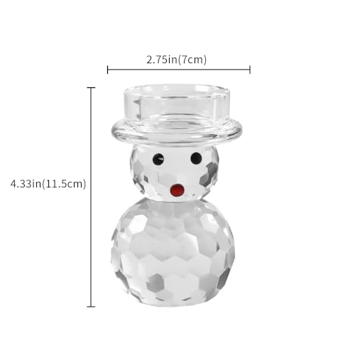 2 Pcs Crystal Christmas Candle Holder Snowman Christmas Candlestick with Cute Shape Home Table Decorations for Winter Xmas Farmhouse Kitchen Decor - size: 2.7‘’×4.3‘’
