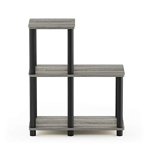 FURINNO Turn-N-Tube Accent Decorative Shelf, French Oak Grey/Black - color: French Oak/Black