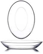 NUTRIUPS 2 Pack Small Tempered Glass Serving Plates, 7.7 x 5.5inch Oval Glass Dinner Plates, Small Salad Plates Set of 2, Glass Side Dishes, Mini Serving Trays - size: Small