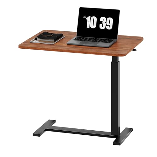Sweetcrispy Overbed Bedside Table with Wheels, Adjustable Hospital & Home Use Bed Table, Rolling Laptop Table, Mobile Standing Desk, Rust - color: Rust